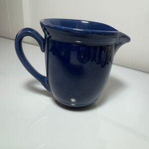 Navy Blue Ceramic Pitcher Creamer With Embossed Flower Detail Made in China